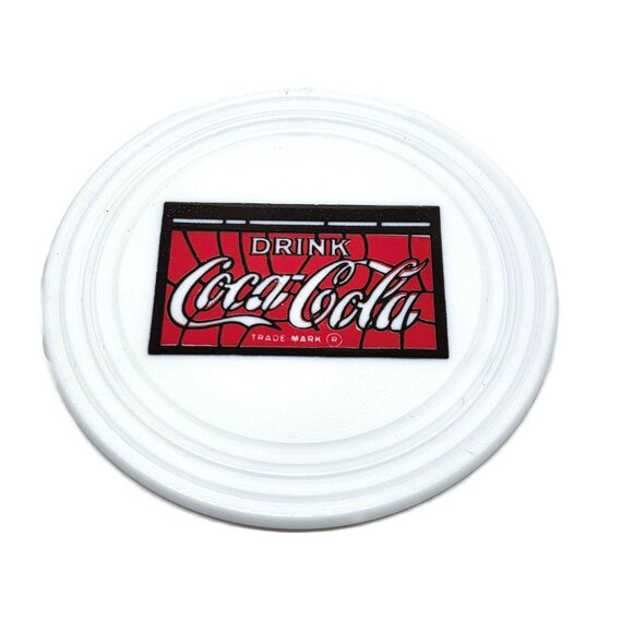 Vintage Coca-Cola Coaster Set Lot x6 w/Box 3-3/8" White Plastic Disc Coke Logo - Picture 3 of 4